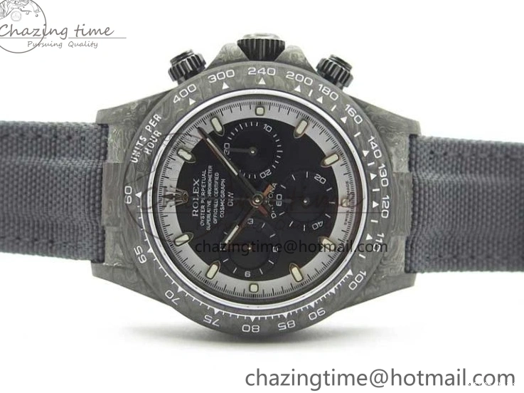 0601 Daytona DIW Carbon OMF Best Edition Black White Dial on Black Nylon Strap A OnTrend 2843
